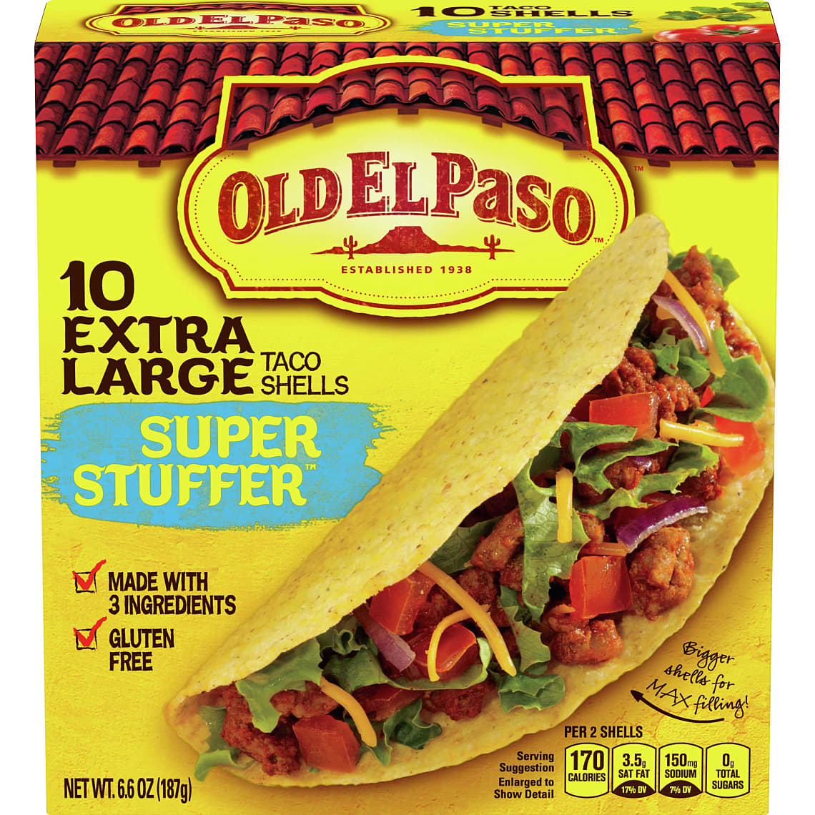 Old El Paso Extra Large Taco Shells, Super Stuffer, 10 Count